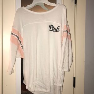 Pink oversized quarter sleeve tee